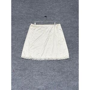 Vintage Deena Ivory Lace Trim Half Slip Skirt Large 100% Antron Nylon Made USA